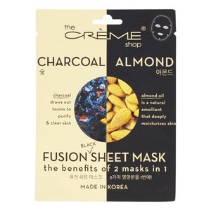 lot 17260 image: Lot of 10 The Creme Shop - 2 in 1 Fusion Black Face Sheet Mask Charcoal & Almond - 1 Count