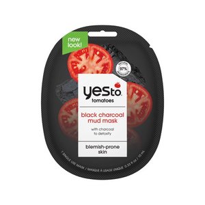 lot 17297 image: Lot of 10 Yes To Tomatoes Charcoal Mud Mask, Single Use Face Mask, 0.33 fl oz