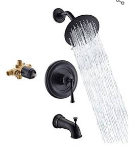 lot 5868 image: APPASO Shower Faucet and Tub Spout Oil Rubbed Bronze (Valve Included), Shower system with 5-Function Spray Head, Single Handle Bathroom Shower Trim Kit Wall Mount, APT122ORB