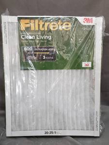 lot 12282 image: Filtrete 20x25x1 Ac Furnace Air Filter Mpr 600 Clean Living Dust Reduction 6-...