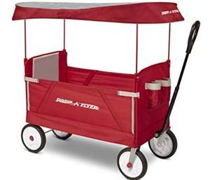 lot 12302 image: Radio Flyer 3-In-1 EZ Folding, Outdoor Collapsible Wagon for Kids & Cargo, Red Used