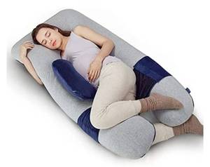 lot 12317 image: Bbpark Pregnancy Pillow U Shaped - Full Body Cooling Pillow Maternity Support for Sleeping Women - Grey Blue