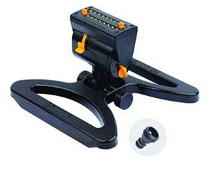 lot 12322 image: Melnor 65003-AMZ MiniMax Turbo Oscillating Sprinkler with QuickConnect Product Adapter Watering Set, On Base, Black,