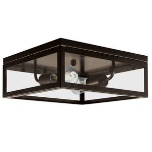 lot 12352 image: Globe Electric Watt Memphis 2-Light Dark Bronze Flush Mount Ceiling Light