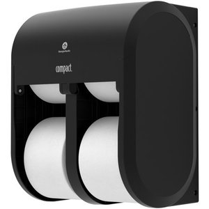 lot 12408 image: Compact 4-Roll Quad Coreless High-Capacity Toilet Paper Dispenser by GP Pro, Black