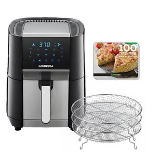 lot 12460 image: GoWISE USA 7 qt. BlackStainless Steel Air Fryer and Dehydrator Max XL