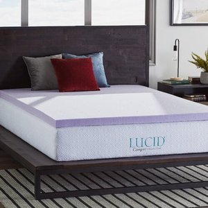 lot 12474 image: Lucid Comfort Collection Lavender 3 Memory Foam Mattress Topper