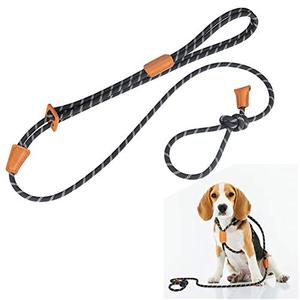lot 12517 image: Dog Collars, Harnesses & leashes��Rope Slip Dog Leash and Harness in One Set for Small Medium and Large Dogs, Adjustable Nylon Rope Leash and Harness Set with Reflective Stripe