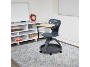 lot 12518 image: Dark Gray Mobile Desk Chair with 360 Degree Tablet Rotation and Under Seat Storage Cubby