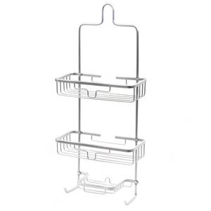 lot 13986 image: Splash Home Aluminum Kohala Shower Caddy Bathroom Hanging Head Two Basket Organizers Plus Dish for Storage Shelves for Shampoo, Conditioner and Soap - Chrome