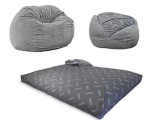 lot 12278 image: CordaRoys Chenille Bean Bag Chair, Convertible Chair Folds from Bean Bag to Bed, As Seen on Shark Tank, Charcoal - Full Size