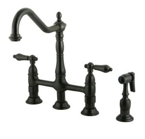 lot 12420 image: Kingston Brass Heritage Bridge Faucet with Side Spray