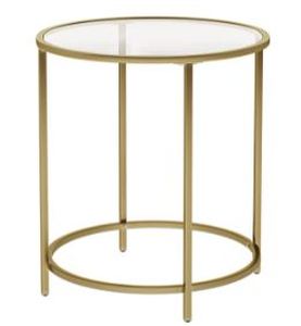 lot 13978 image: Round Metal Accent Table W Glass Top Item# K7351-J001