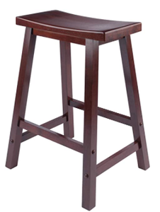 lot 89203 image: Classic Solid Wood Saddle Seat Kitchen Counter Stool  24 Walnut
