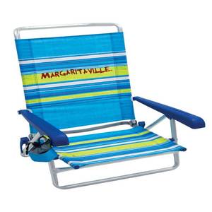 lot 89208 image: Margaritaville 5-Position Beach Chair - Blue Stripe