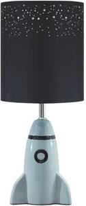 lot 89306 image: Signature Design by Ashley Cale Childrens Table Lamp with Rocket Base, 18.75, Gray