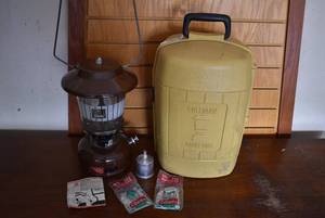 lot 6006 image: Vintage Camping Lantern in Case  Coleman 275  Pyrex Globe