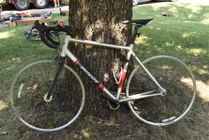 lot 6020 image: Specialized Silver and Red Bike  No Tires