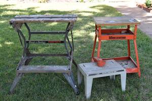 lot 6073 image: Lot of 3 Work Benches  Black and Decker Workmate, Hirsh Work Station, Hirsh Sabre Saw Table