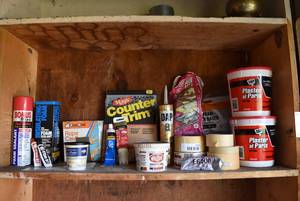 lot 6078 image: Lot of Home Improvement SuppliesChemicals  Foam Sealants, Plaster of Paris, Etc.