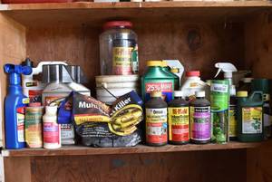 lot 6080 image: Lot of Assorted ChemicalsInsecticides  Bayer, Ortho, Etc