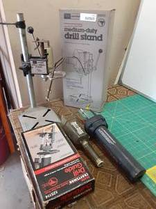 lot 7012 image: Lot of Drilling Equipment  Drill Stand, Drill Guide, Etc.