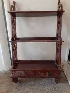 lot 7030 image: Chinese-Style Wood Wall Shelf  36 x 19.75 x 6.75