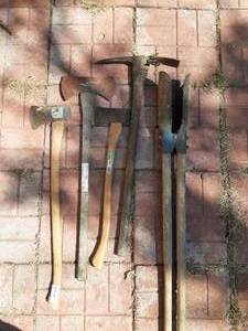 lot 7037 image: Lot of Hatchets, Pickaxe, Etc.