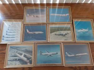 lot 7059 image: Lot of 9 Framed Boeing Airplane Pictures  All 9 x 11.25