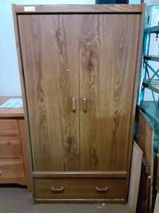 lot 8040 image: Wood Wardrobe Cabinet