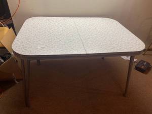 lot 8000 image: Vintage 1960s Formica Top Table  Grey and White