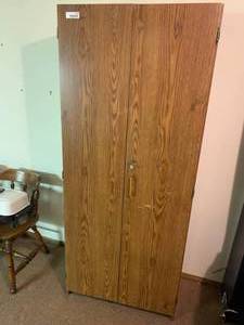 lot 8001 image: Wood Organizing Cabinet  Movable Shelves