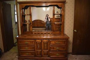 lot 7029 image: Vintage Hutch Dresser  Hutch is removable  76 x 65 x 18