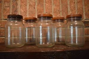 lot 7061 image: Lot of 5 Jars with Wooden Lids