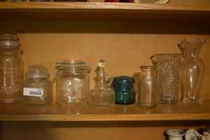 lot 8027 image: Lot of 8 Bottles, Jars, and Vases