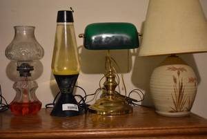 lot 8026 image: Lot of 4 Lamps  Kerosene, Electric, and Lava