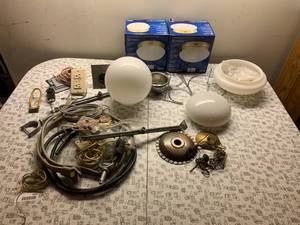 lot 8074 image: Lighting Electrical Lot  Globes, Wiring, Hardware