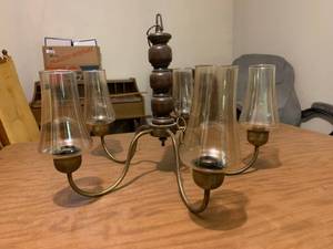 lot 3609 image: Hanging Ceiling LightChandelier - One Globe Has Been Broken