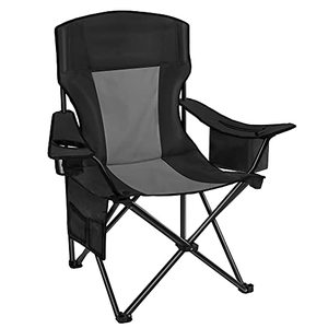 lot 11541 image: AsterOutdoor Camping Folding Chair Padded Quad Arm Chair with Large Cup Holders & Cooler, Side Organizer & Back Pocket for Outdoor, Camp, Indoor, Patio, Fishing, Supports 350lbs