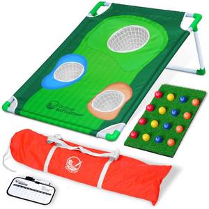 lot 11543 image: GoSports BattleChip Backyard Golf Cornhole Game Includes Chipping Target, 16 Foam Balls, Hitting Mat and Carrying Case