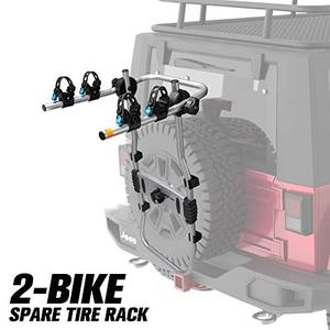 lot 11554 image: FIERYRED 2-Bike Spare Tire Rack, 75 lb. Capacity Spare Tire Bicycle Carrier, Adjustable Bolt-On Spare Tire Rack