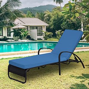 lot 11576 image: Outdoor Chaise Lounge Cushion Blue 80 Inch x 26��Lounge Chair Cushion Patio Chaise Cushion, Large Size