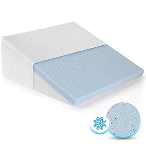 lot 11578 image: HEALTHEX Bed Wedge Pillow Cooling Memory Foam Top �� Elevated Support Cushion for Lower Back Pain, Acid Reflux, Heartburn, Allergies, Snoring �� Ultra Soft Removable Cover �� 10 inch Wedge