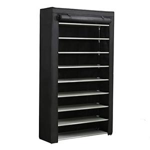 lot 11600 image: JEROAL Shoe Rack Shoe Tower Standing Storage Organizer, 9-Tier Shoes Case for 45 Pairs Shoe Storage with Dustproof Non-Woven Fabric Cover, Black