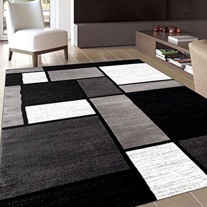 lot 11601 image: Contemporary Modern Boxes Area Rug 33 x 53 Gray