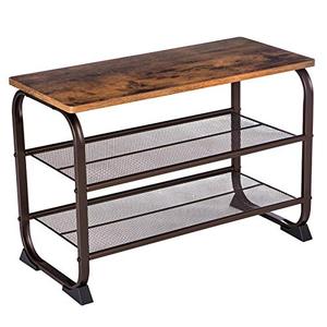 lot 11603 image: VASAGLE Industrial Bench Rack, 3-Tier Shoe Storage Shelf for Entryway Hallway Living Room, 26��, Rustic Brown