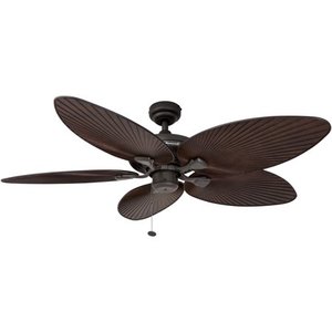 lot 11613 image: 52 Honeywell Palm Island Bronze Ceiling Fan with Palm Blades- Retail$130.83