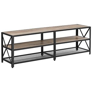 lot 11618 image: VASAGLE TV Stand for TV up to 70 Inches, TV Table, Entertainment Center, 3-Tier TV Console, Steel Frame, Industrial Style, for Living Room, Greige and Black ULTV095B02