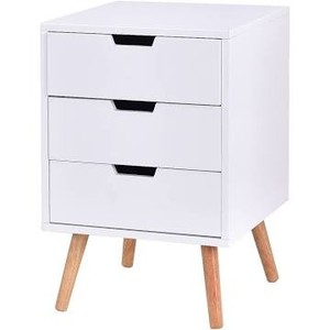 lot 11620 image: White Nightstand End Table with 3 Drawers Accent Wood Furniture- Retail$99.99