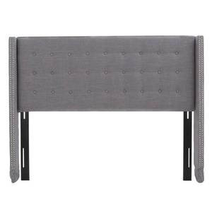 lot 11624 image: Kendrah Adjustable Full Queen Wing Back Studded Fabric Headboard by Christopher Knight Home- Retail$237.49